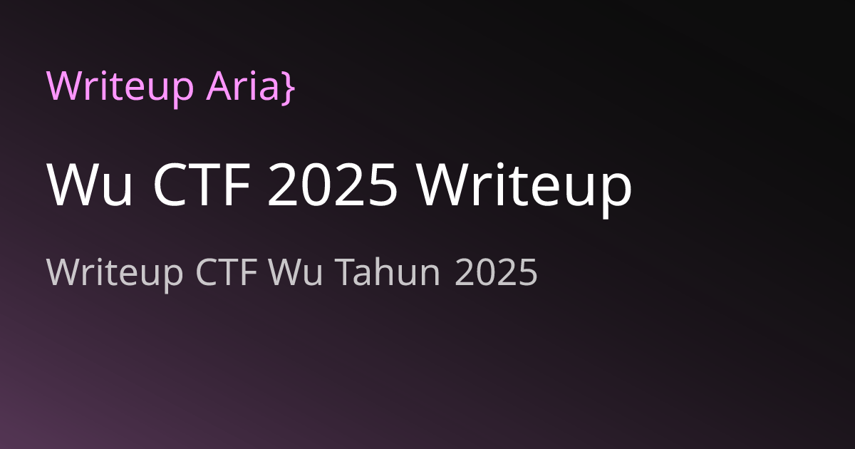 Wu CTF 2025 Writeup